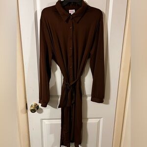 LuLaRoe Brown Button-down Dress with Pockets